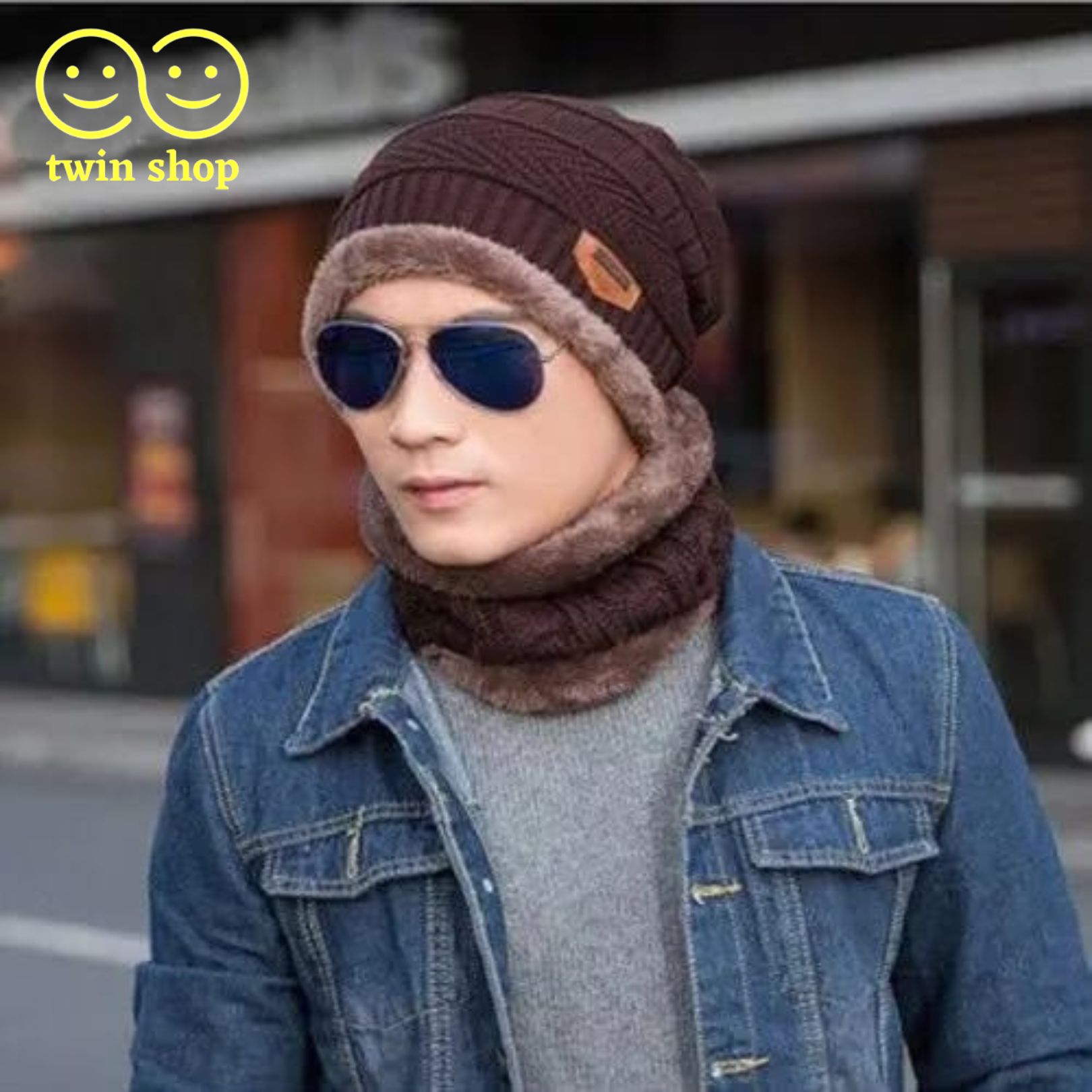 Twin Shop Beanie cap-Wool cap with neck warmer for men women| Winter cap for Unisex