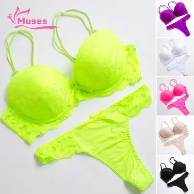 Ladies' Lace Solid Color Bra And Panties Set