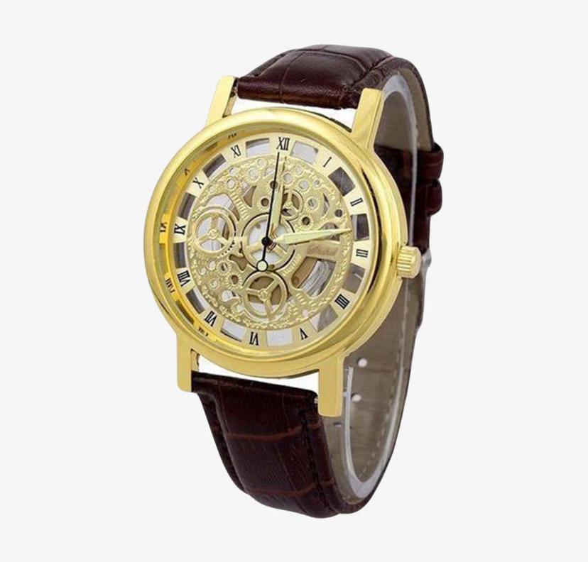Skeleton Watch In Coper Brown Colors Brown Leather Watch for Men/Boys