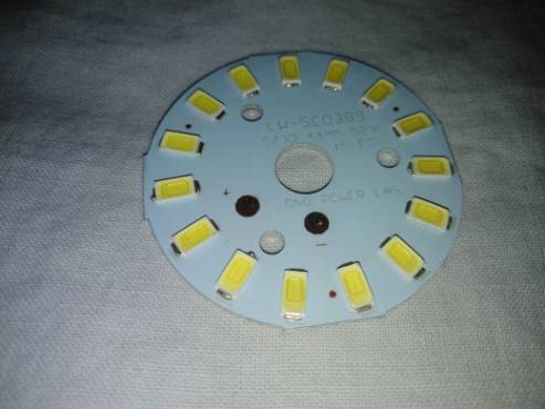 12V DC White LED Emitting Diode SMD Light Board - Diameter 44mm - 15 LED's Disk Extremely Bright