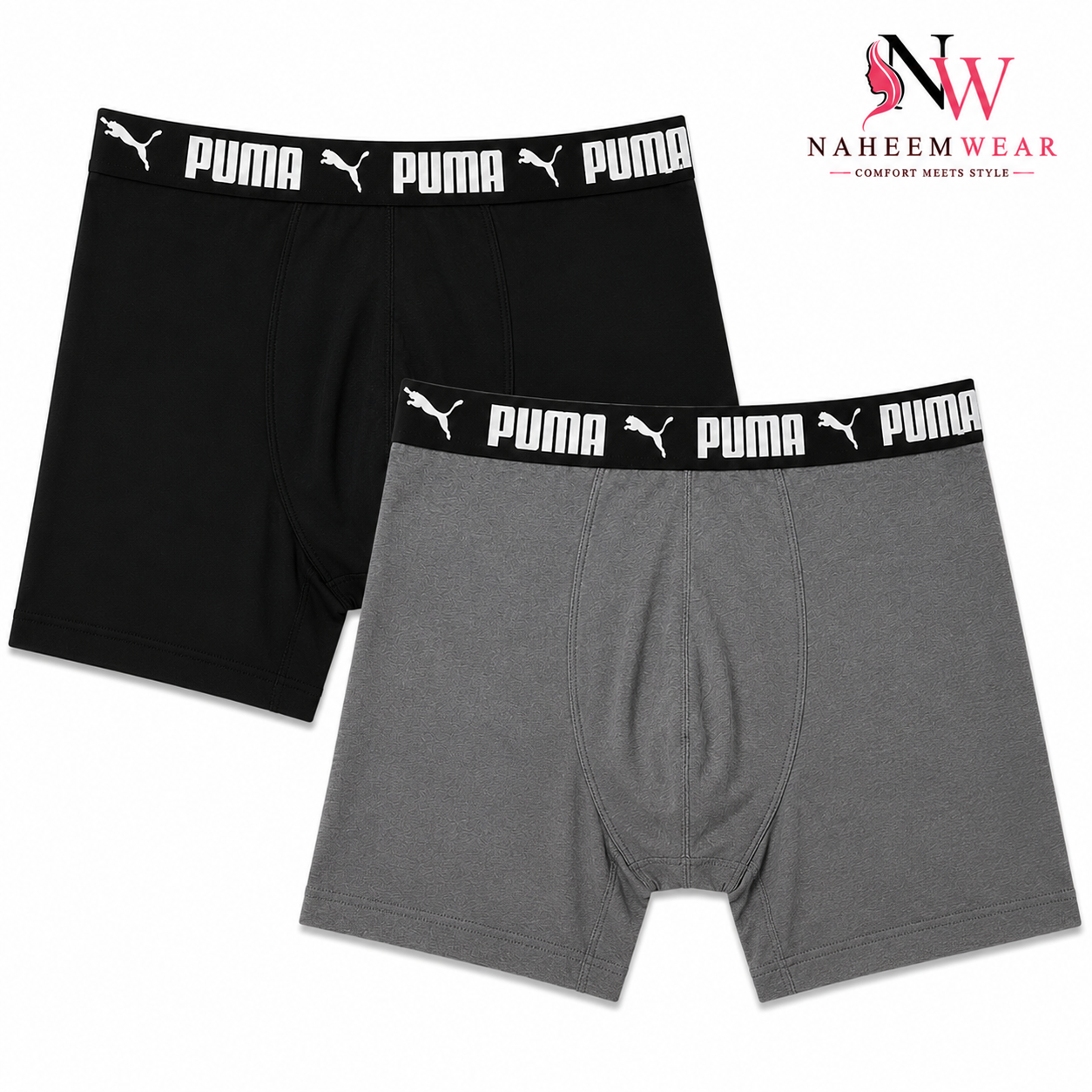 Pack of 2 Men's Premium Cotton Boxer Briefs | Soft Stretch Boxer Underwear | Naheem Wear | Boxers Men