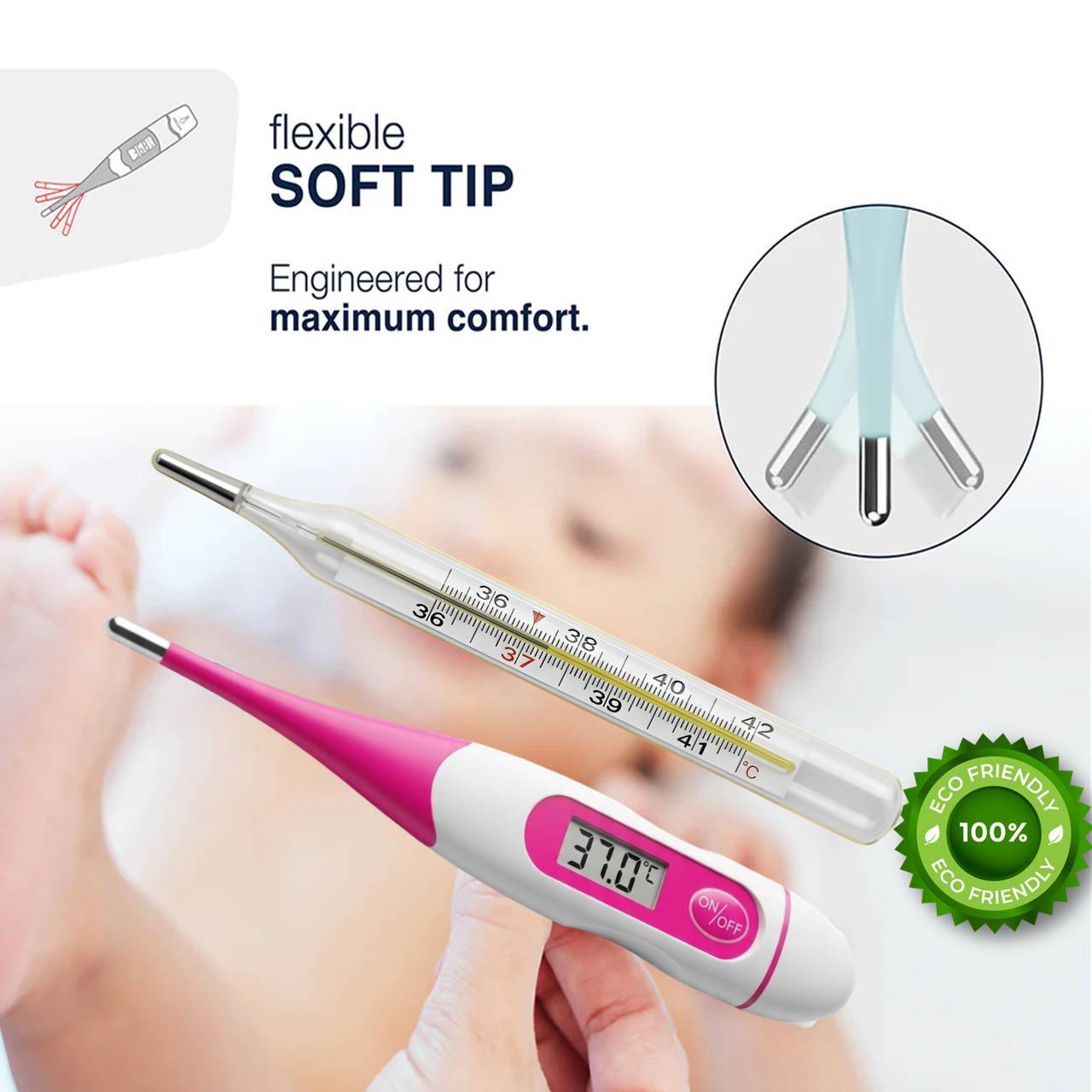 Digital Thermometer & Mercury Clinical Thermometer Combo Pack | Fast & Accurate Body Temperature Measurement Kit
