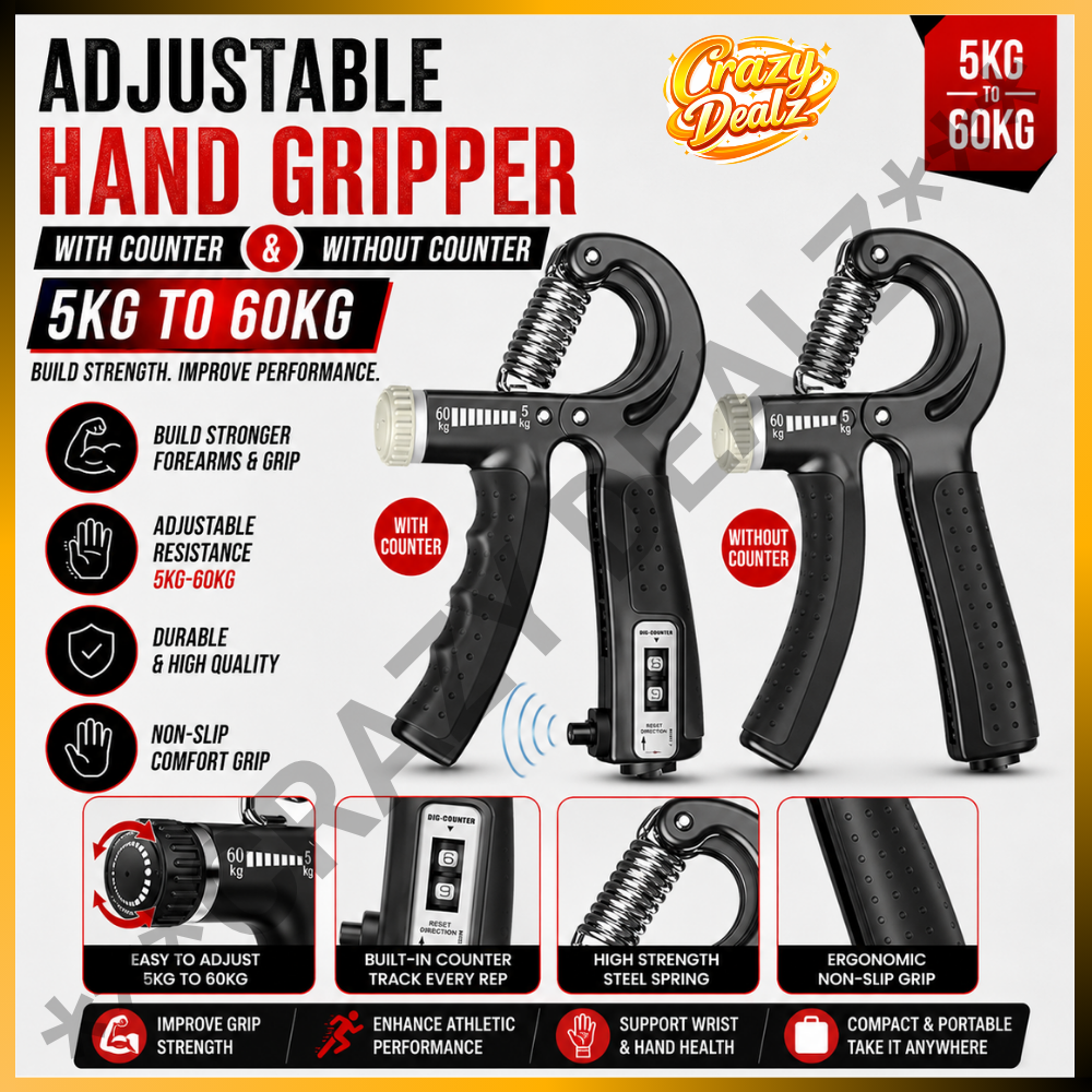 Adjustable Hand Gripper 5-60KG Grip Strengthener With Counter Non Slip Trainer For Fingers Wrist Forearm Exerciser Home Gym Fitness Men Women