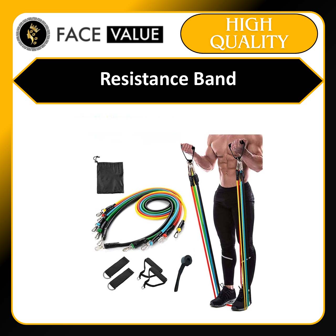 Face Value Power Resistance Bands for Workout for Women & Men (11pcs), Exercise Bands for Home and Gym Workouts. Perfect Resistance Band for Exercise and Muscle Building.