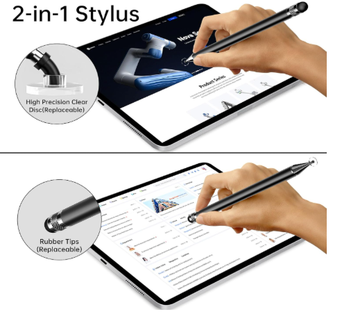 2 In 1 Universal Stylus Pen – Dual-Use Double-Headed Capacitive Silicone Disc Pencil For All Touchscreens, Android & Tablets