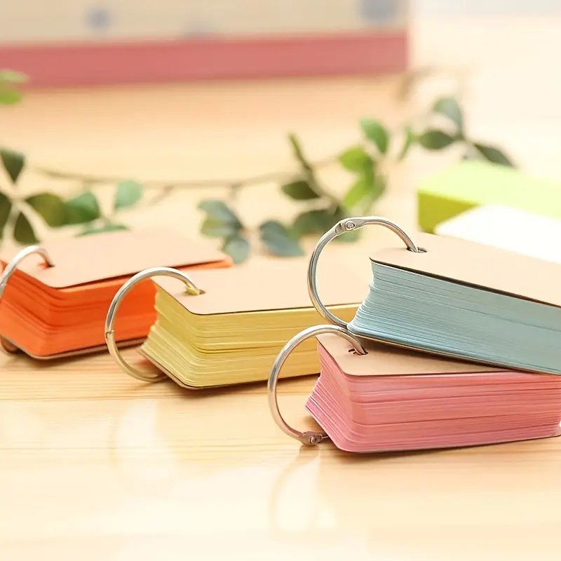 Color Flash Cards With Metal Binder Rings