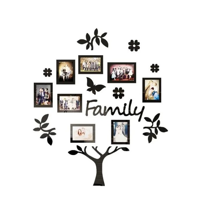 Big Family Tree 3D Wooden Photo Frame Wall Art with 13 Removable Frames, 36 x 36 Inches, Modern Acrylic Finish, Durable and Reusable Home Decor