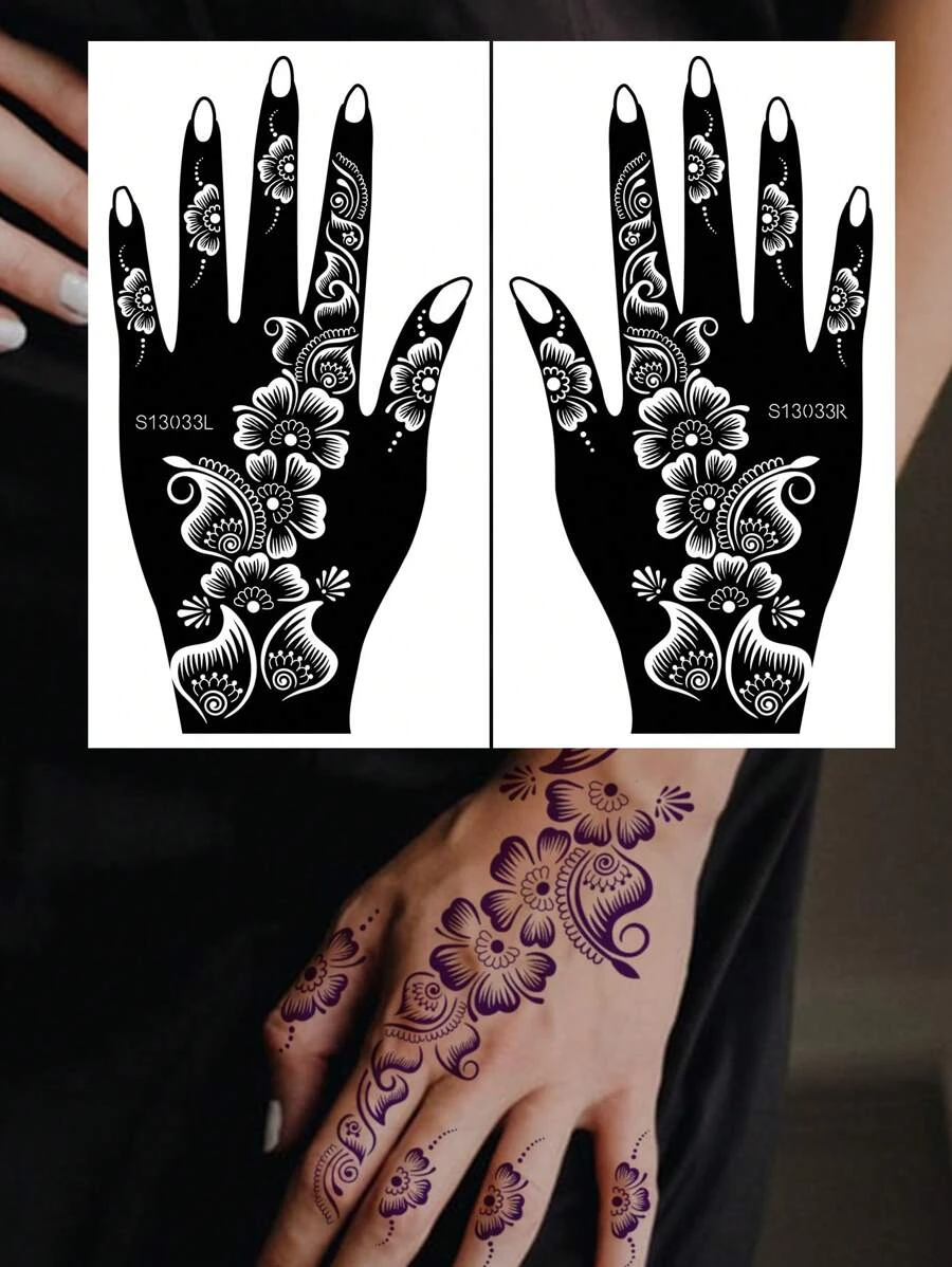 StickerArt Mehendi stickers for Eid, Wedding and any event, Mehandi Stencil Design Sticker for Girls Women Hand Henna Stencil