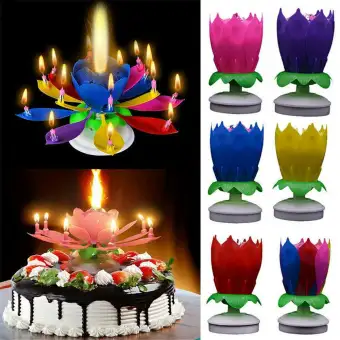 Non Rotating Flowers Musical Candle Happy Birthday Candles Light