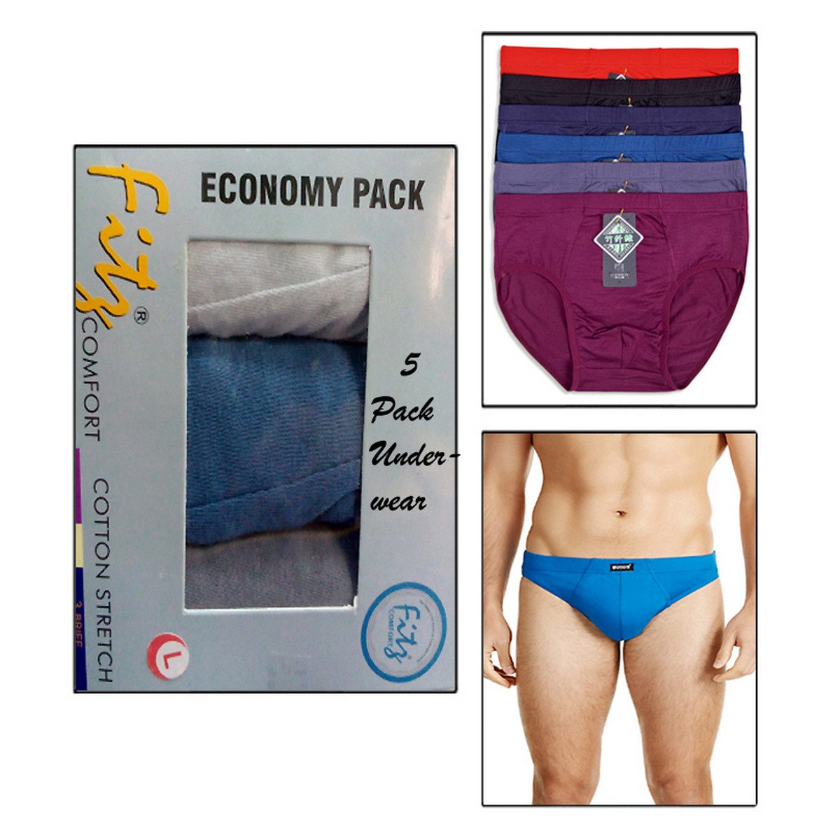 Pack of 5 – Branded Cotton Underwear for Men/Boys