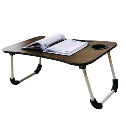 Wooden Gaming Laptop Table For Bed Foldable Stand Ergonomic Portable Drawing Notebook Reading Food Breakfast Serving With Inbuild Tablet And Cup Holder Slots Couch Black, light Brown , Dark Brown