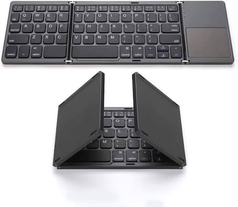 Foldable Bluetooth Keyboard with Touchpad | Wireless Mini Keyboard for Windows Android iOS | Portable Wireless Keyboard with Touchpad | Mini Bluetooth Keyboard for Tablet & Mobile | wireless bluetooth keyboard with touchpad