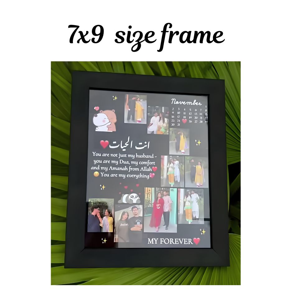 Romantic Anniversary/Birthday Gift - Customized Photo Collage Frame for Husband - Premium Black Border