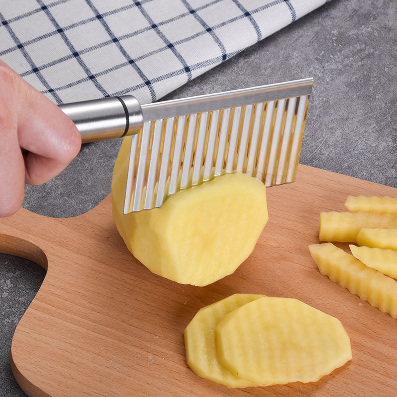 Crinkle Fries Cutter Knife With Handle - Stainless Steel High Quality