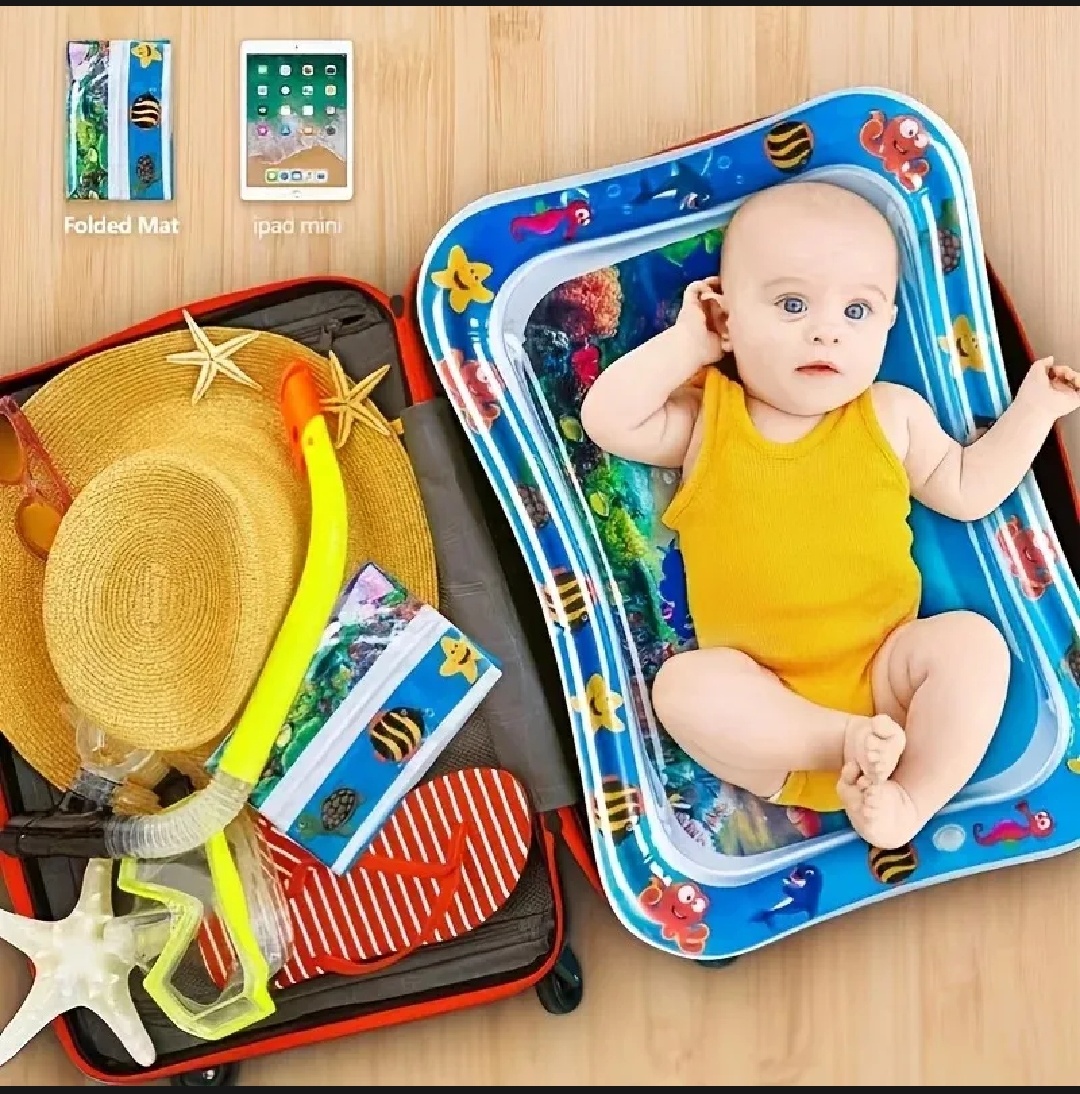 Buy premium quality baby water play mat for tummy time, safe and leak-proof inflatable water mat for infants, toddlers, early learning, sensory development, fun indoor activity, and comfortable baby playtime experience