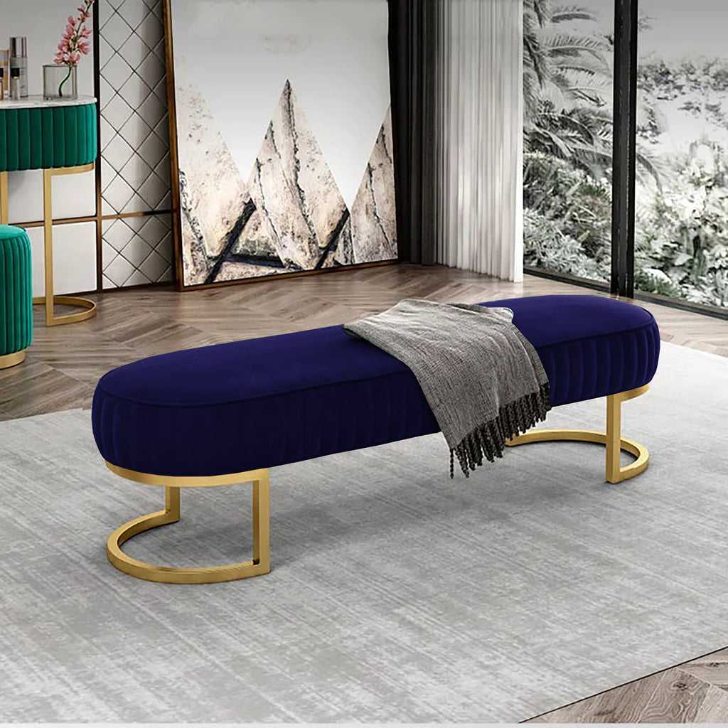 Luxe Living Co - Customized 3 Seater Luxury sofa sitting Stool With Metal Stand- sofa Chair Stool