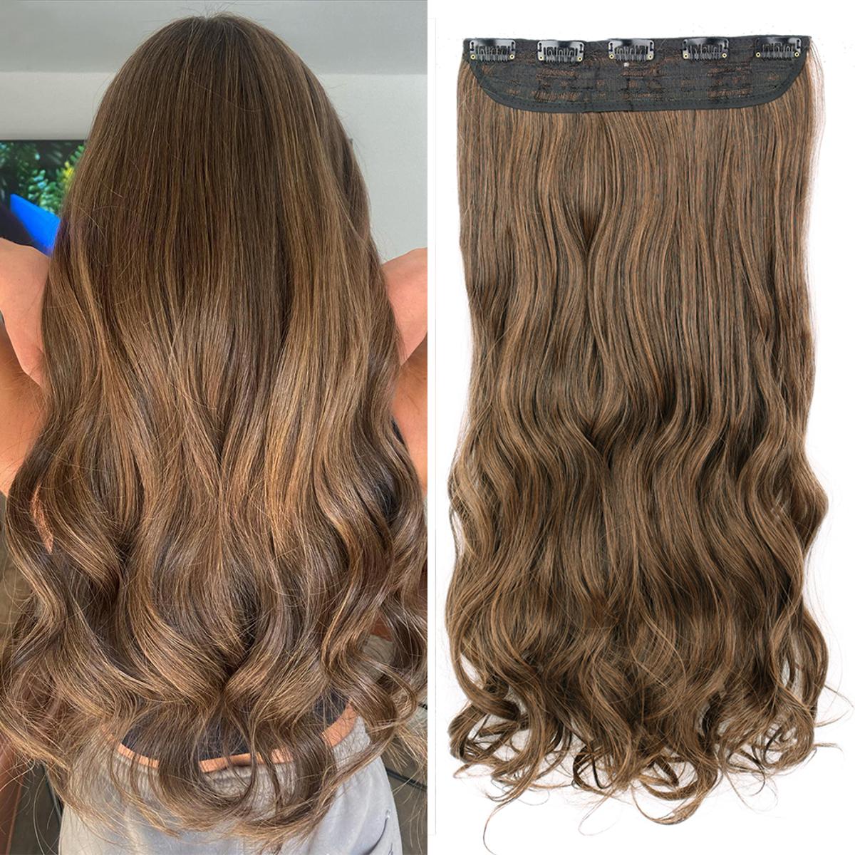 30 inch long 5 clips Copper Brown Hairs extension- new curly wig
