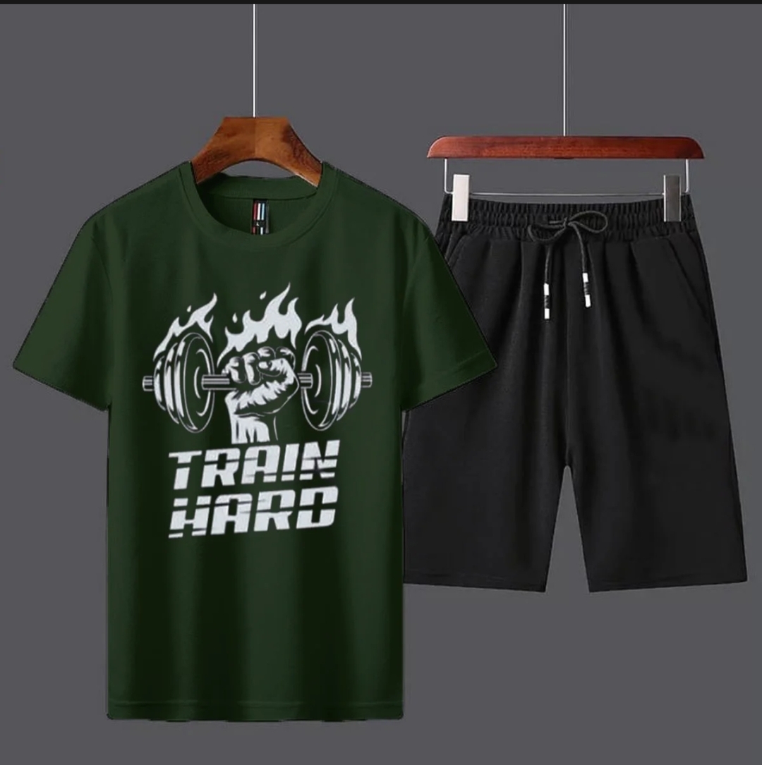 Train Hard Printed Gym Tracksuit For Mens&Women Summer Collection
