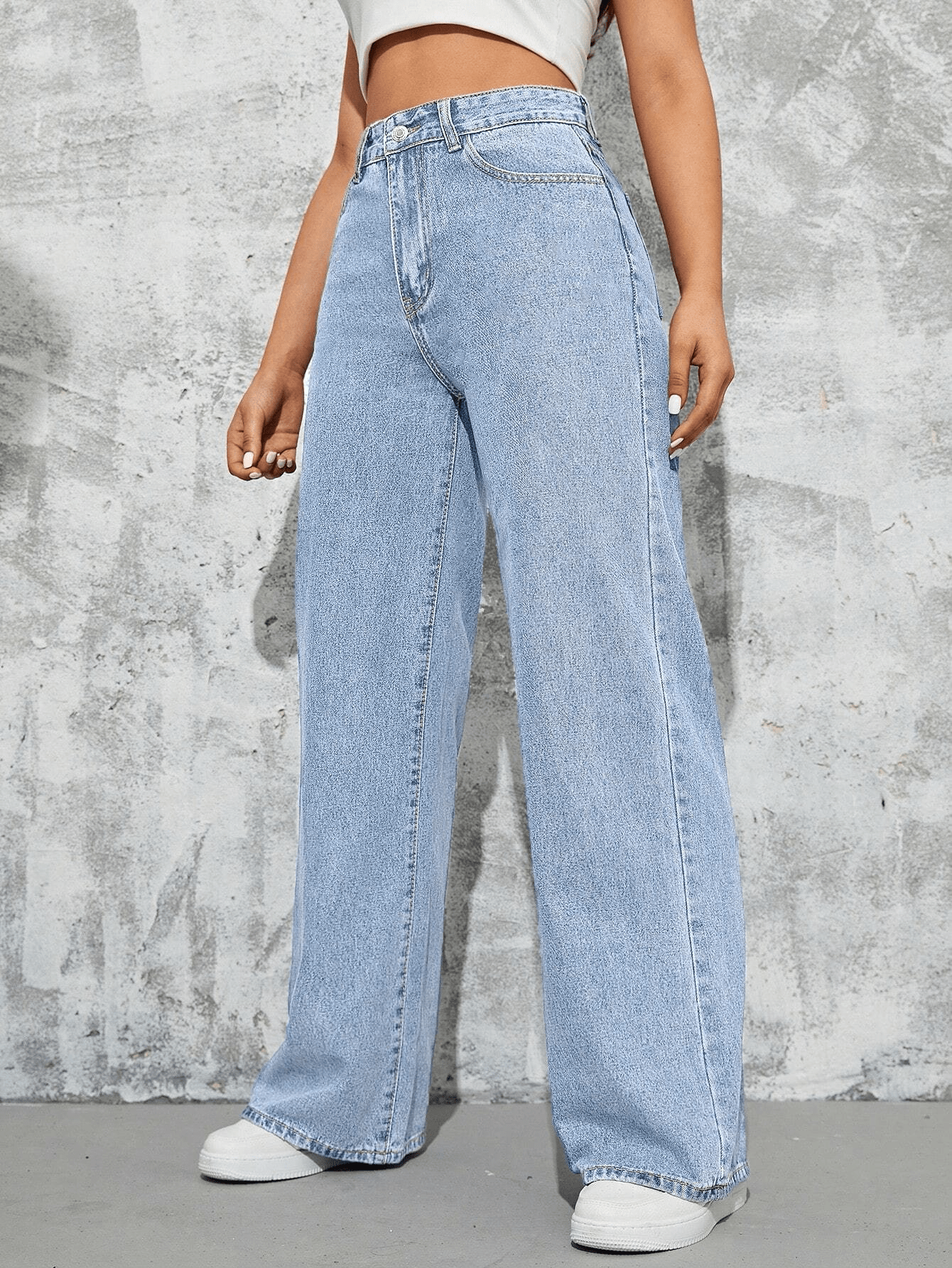 Wide Leg Ice Blue Denim Jeans For Women/Girls/Female Export Quality Fashion Baggy Jeans