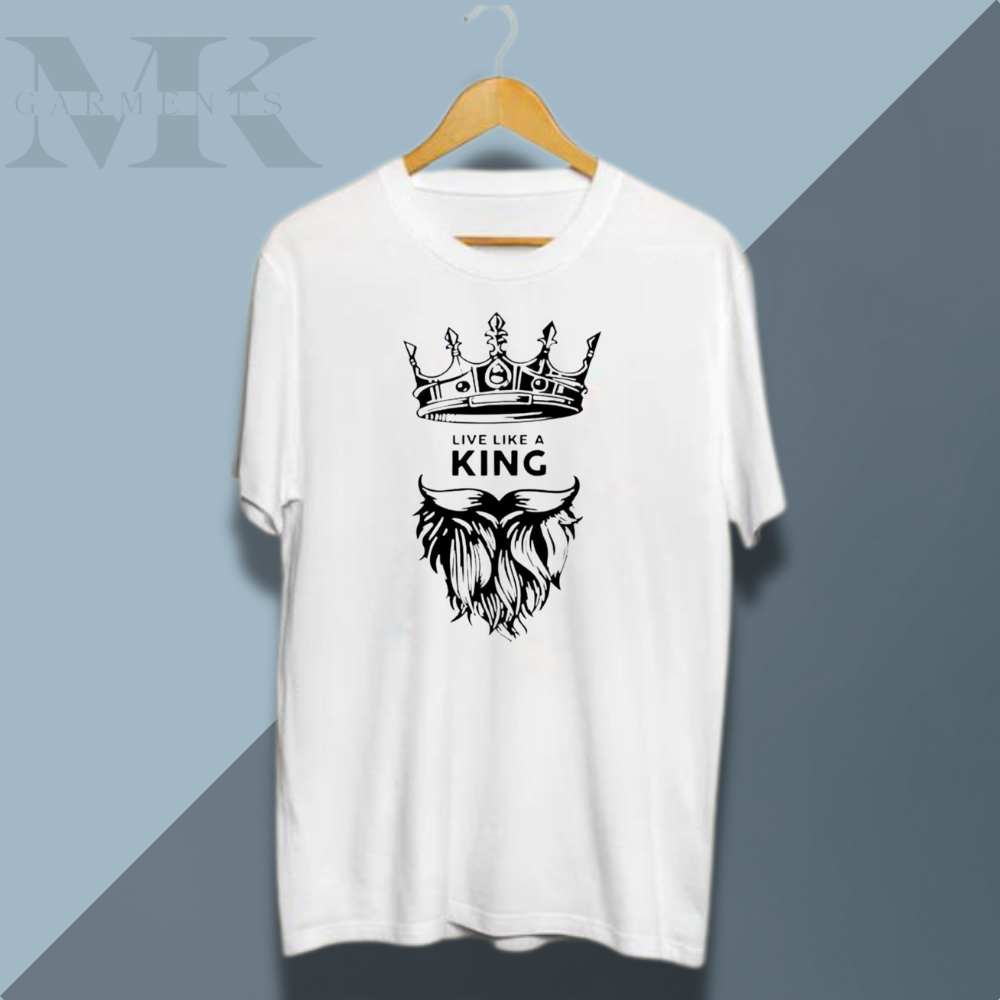 MK Garments - King Printed Premium Half Sleeves Round Neck Soft Fabric T Shirt For Men
