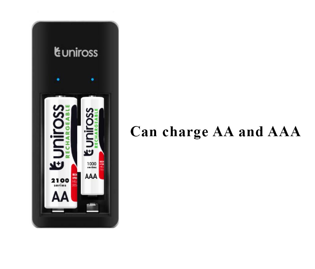 1.5V Device Supported - Uniross Mini Charger with 2AA 1000mah Hybrio