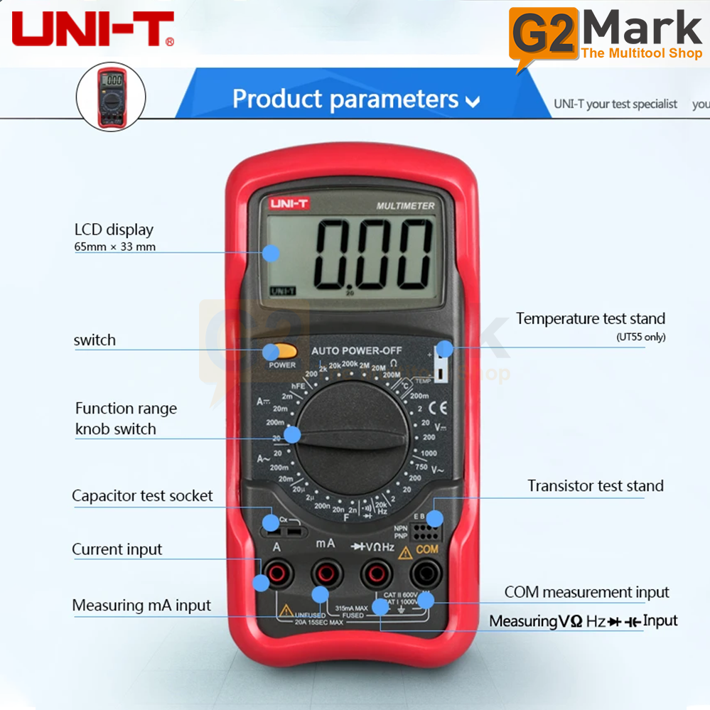 UNIT UT51 UT51 Standard Digital Multimeters AC/DC Resistance Meter
