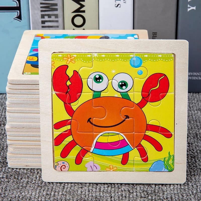 Montessori Wooden Picture Puzzles for Kids — 12 Colourful Animal Boards, 9-Piece Each for Hand-Eye & Problem Solving