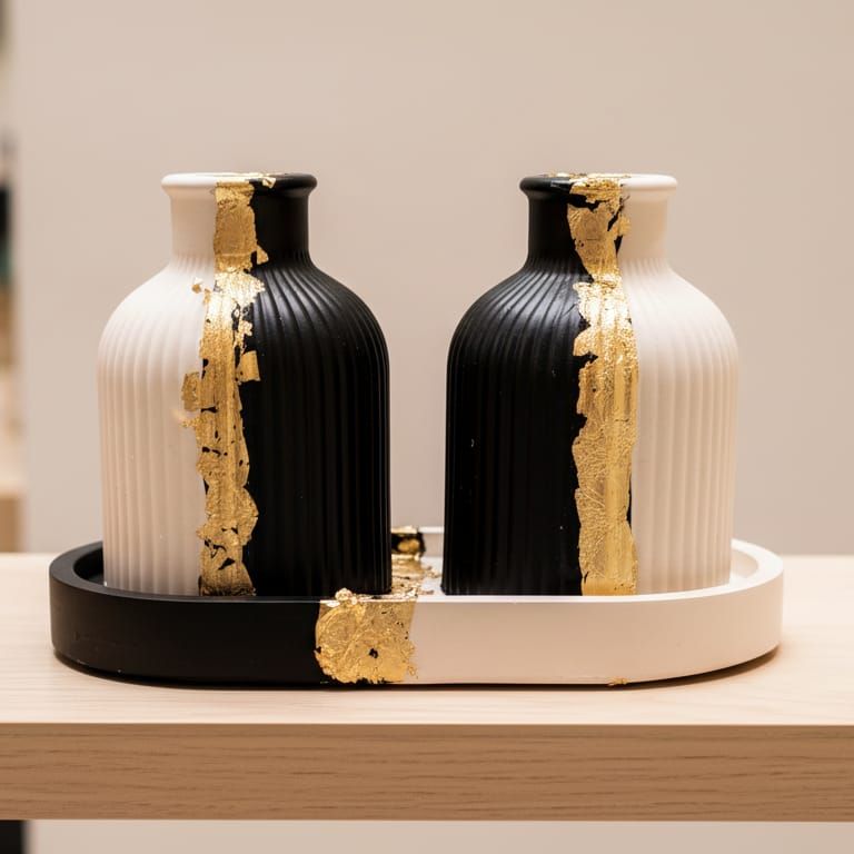 Home Decoration Items & Room Decor  Elegant Table Decoration Pieces (Modern Concrete Vase & Tray Set)