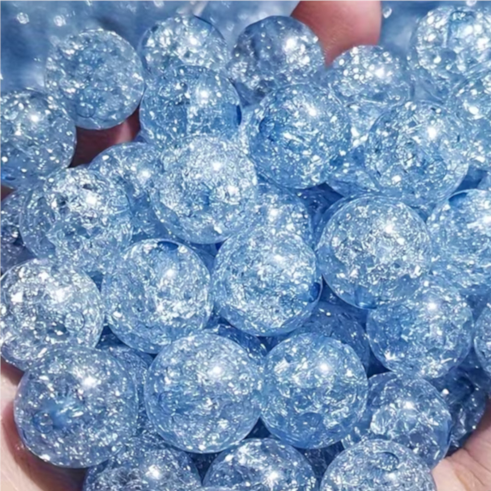 100pcs 8mm Round Glass Crackle Beads – Solid Color Sparkling Spacer Beads for Jewelry Making, DIY Bracelets & Necklaces