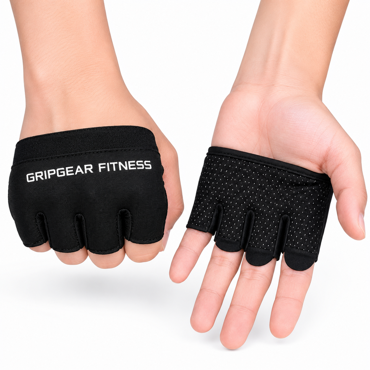 Finger Gloves for Men & Women, Non Slip Palm Grip Workout Gloves for gym, Breathable Weight Lifting Gloves for Gym, Dumbbell, Cycling, Training, Exercise & Fitness â€“ Black Pair