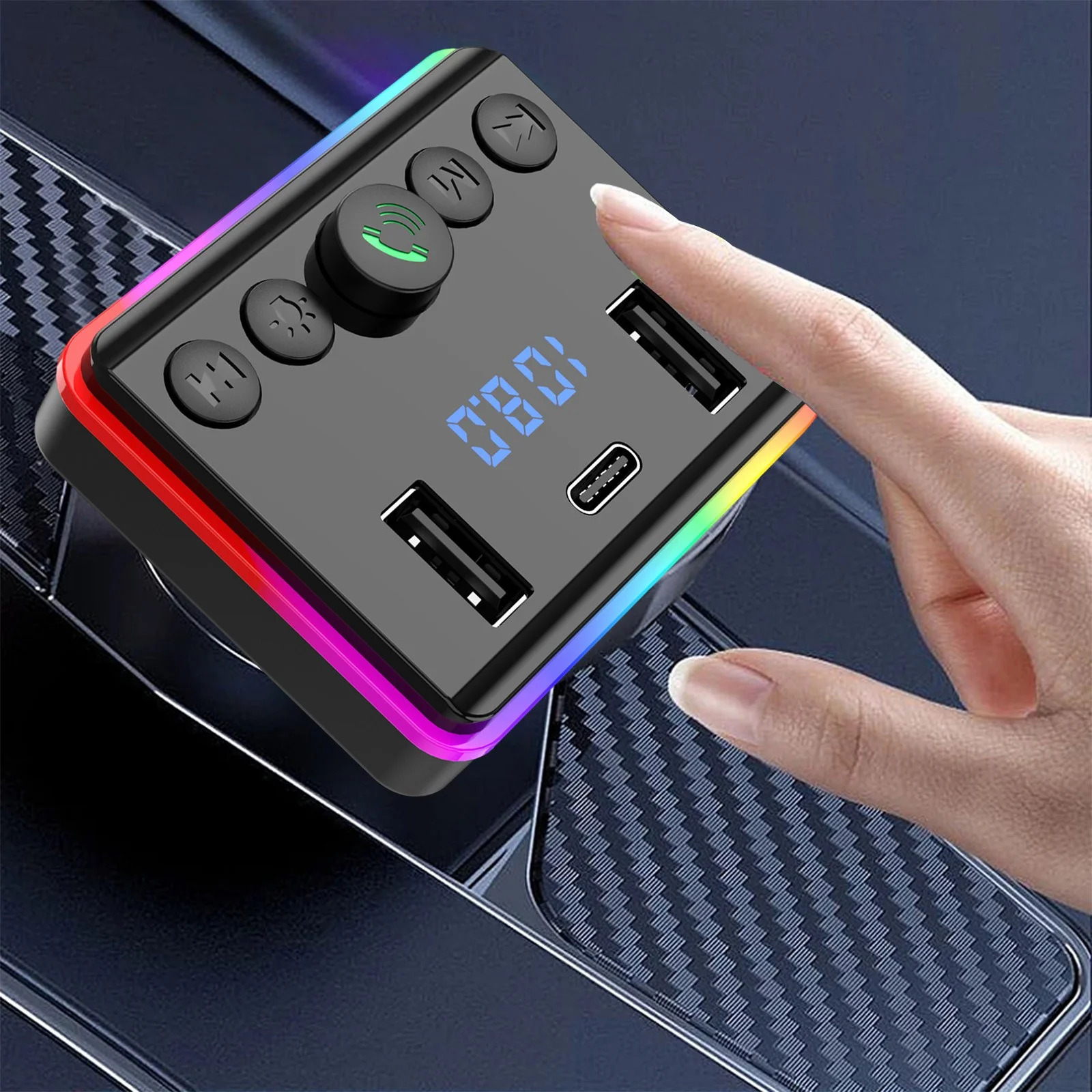 FM Transmitter Handsfree Call Car Charger, With Remote Control Wireless Bluetooth Radio Receiver, Mp3 Audio Music Stereo Adapter,Dual USB Port Charger Compatible For All Smartphones,