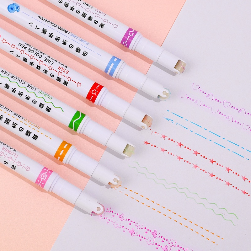 Multicolored Drawing Curve Pen Funny Pattern Outline Marker Pen Hand