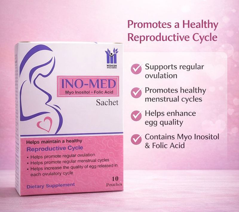 Ino-Med Myo Inositol + Folic Acid 10 Sachets – Fertility Support  Women’s Reproductive Health, Hormonal Balance & Pregnancy Care