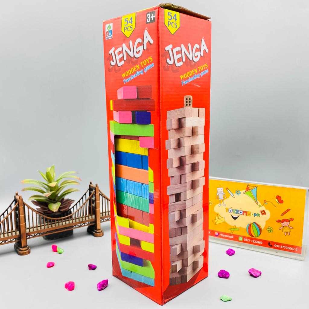 Wooden Rainbow Jenga 54 Pcs Block