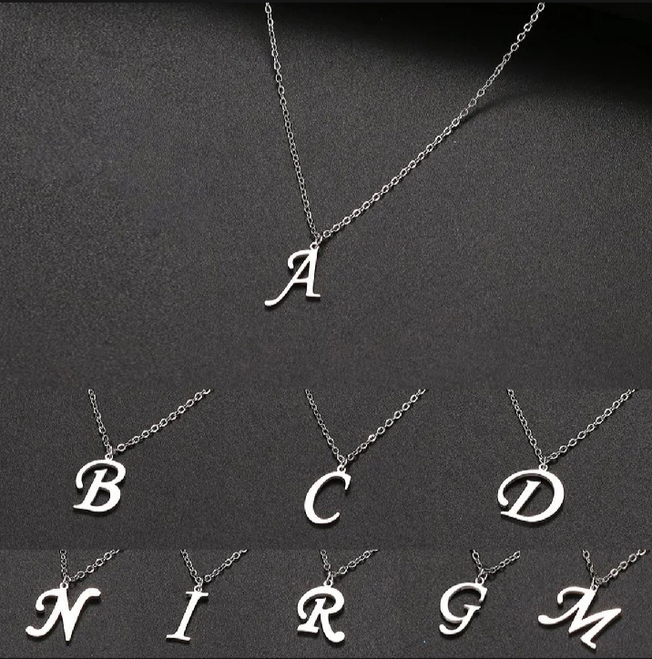 A-Z Alphabet Letter Necklace | Custom Initial Pendant Locket | Stainless Steel Chain | Gift for Women, Girls & Boys