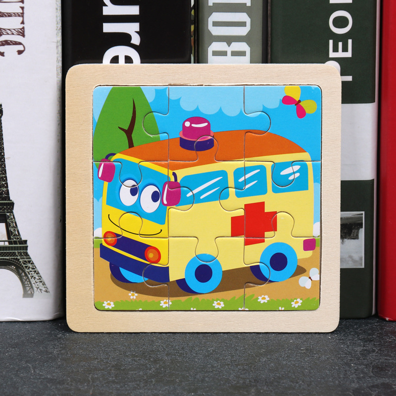 Montessori Wooden Picture Puzzles for Kids — 12 Colourful Animal Boards, 9-Piece Each for Hand-Eye & Problem Solving