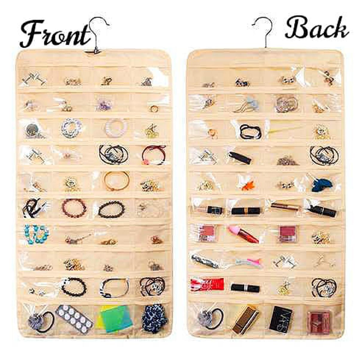 thumbnail image 2 of INTSUPERMAI 80-Pocket Hanging Jewelry Organizer – Double-Sided Storage Holder With Fabric Bags 2 of 6