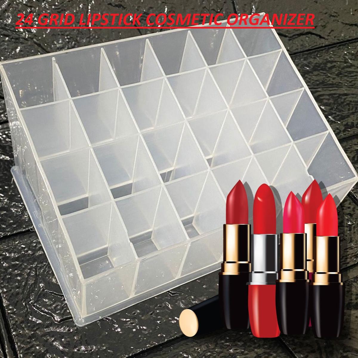 24 Grid Acrylic / Plastic Makeup Organizer Storage Box Cosmetic Box Lipstick Jewelry Box Case Holder Display S
