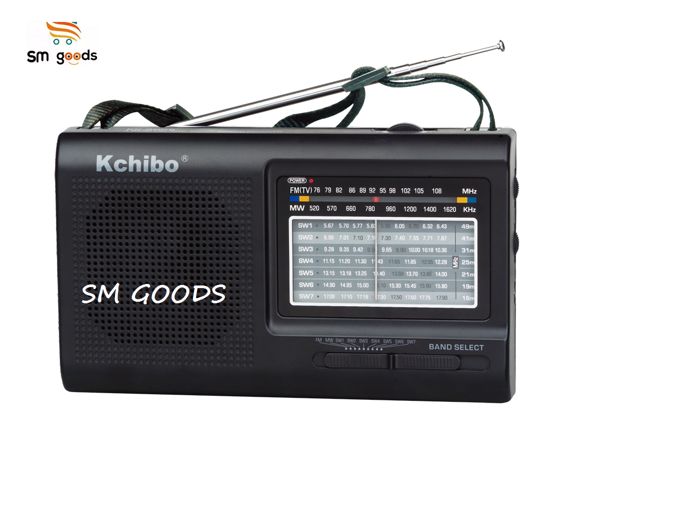 KCHIBO Portable 9 Band World Receiver Radio FM (TV1)/MW/SW1-7