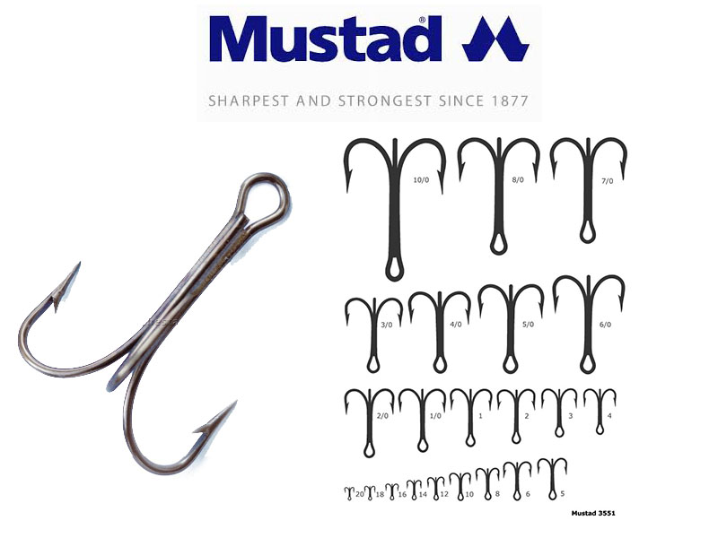5  PCS 2,4,5 NUMBER MASTAD & SON TREBLE FISHING HOOKS