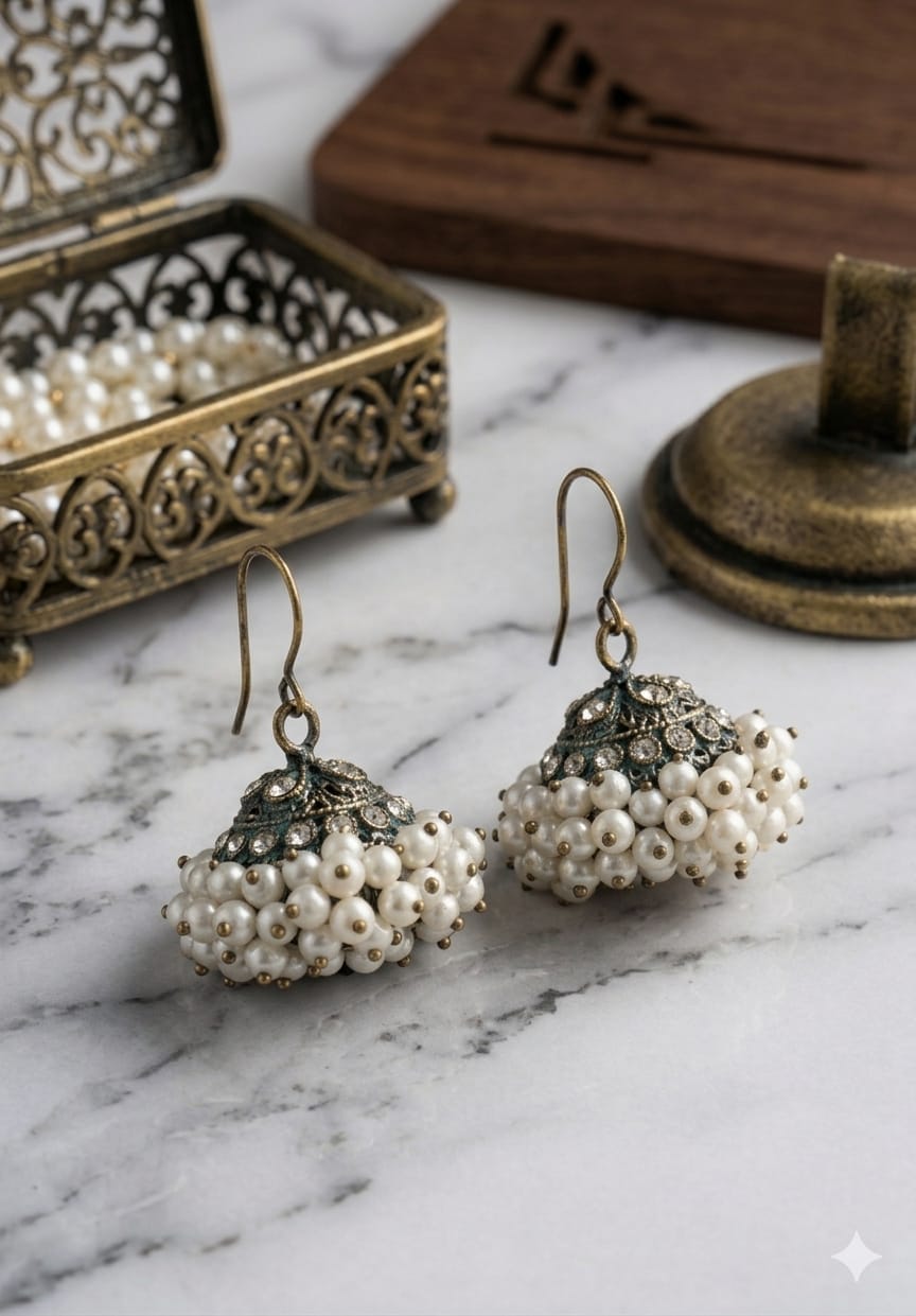Silver Antique Style Golden Jhumki/Earrings For Girls & Woman