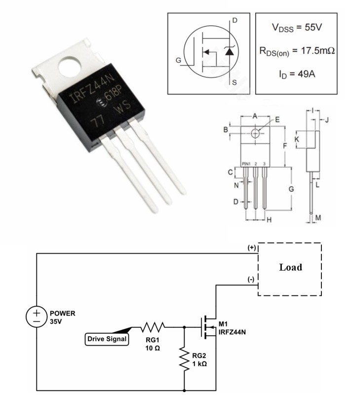 2pcs IRFZ44N Transistor N-Channel Rectifier MOSFET Power mosfet | Daraz.pk