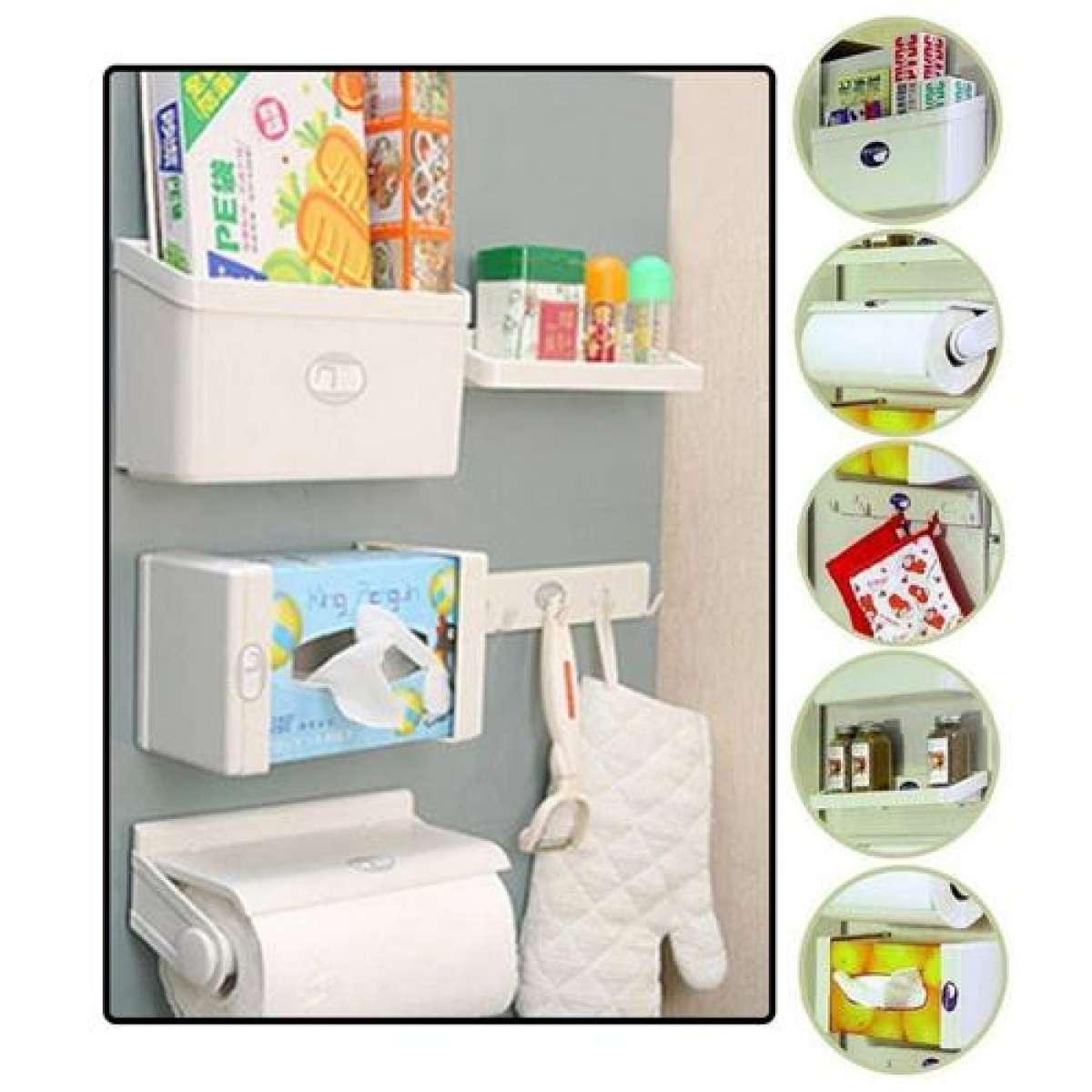 5 In 1 Kitchen Roll Dispenser Cling Film Tin Foil Towel Holder