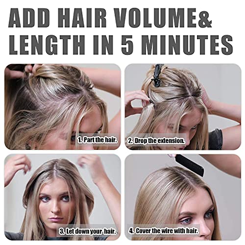 Hair Extensions wig, Black to Golden Blonde Hair Flip in Extensions with Transparent Wire Secret Hair Extensions 16 Inch 80g