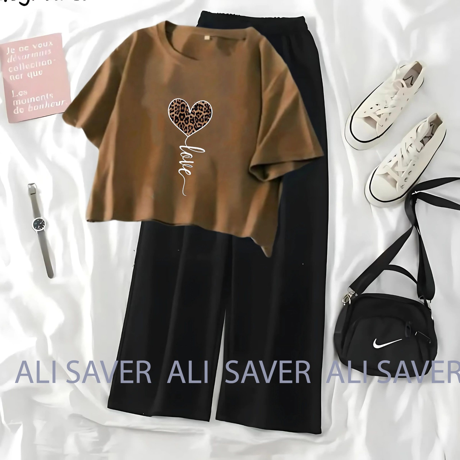 ALISAVER High Quality Tee And Flapper Crop Top Casual Suits For Women Premium Quality