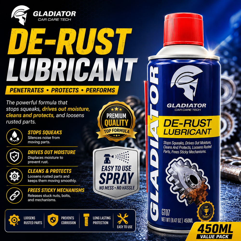 Gladiator De-Rust Lubricant Spray 450ML Multi-Purpose Rust Remover & Penetrating Oil