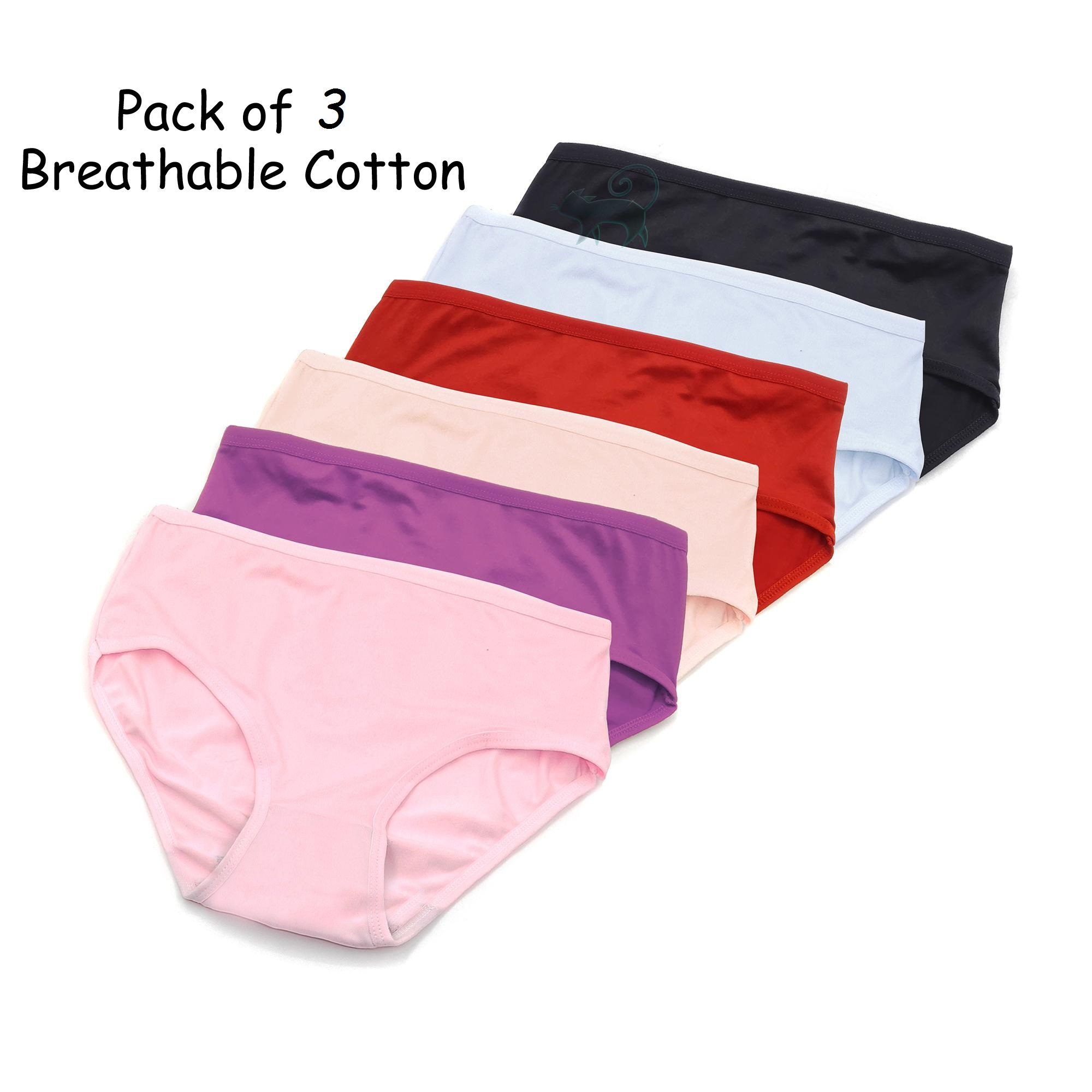 Pack Of 3 Girl Briefs Women'S Panties Cotton Underwear Female Casual Underpants Ladies Lingerie Teenager Panty Multicolor