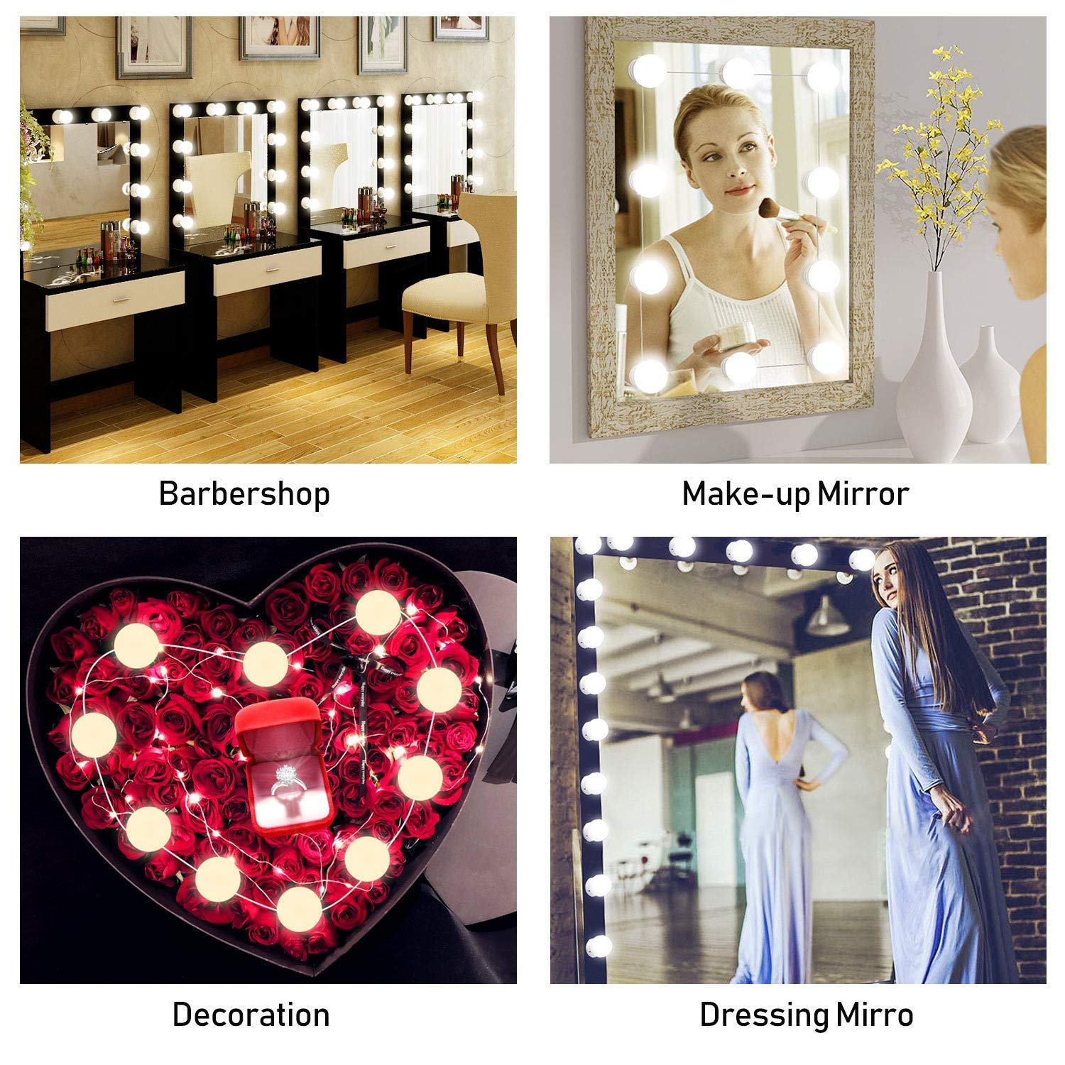 Hollywood Style Vanity Mirror Lights Kit, Adjustable Color and Brightness with 14 LED Light Bulbs, Lighting Fixture Strip for Makeup Vanity Table Set in Dressing Room (Mirror Not Include)
