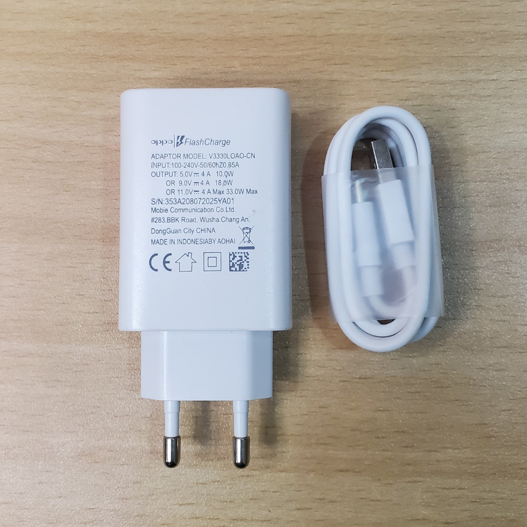 Oppo Original Charger + Data Cable (Micro-usb and Type-C) Quick Charge - Fast Charging Supported. Wall Charger - Oppo Charger