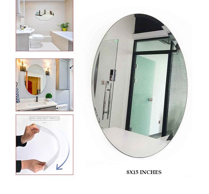 Oval Shape Flexible Self Adhesive Non Glass Mirror Sticker Oval Shape